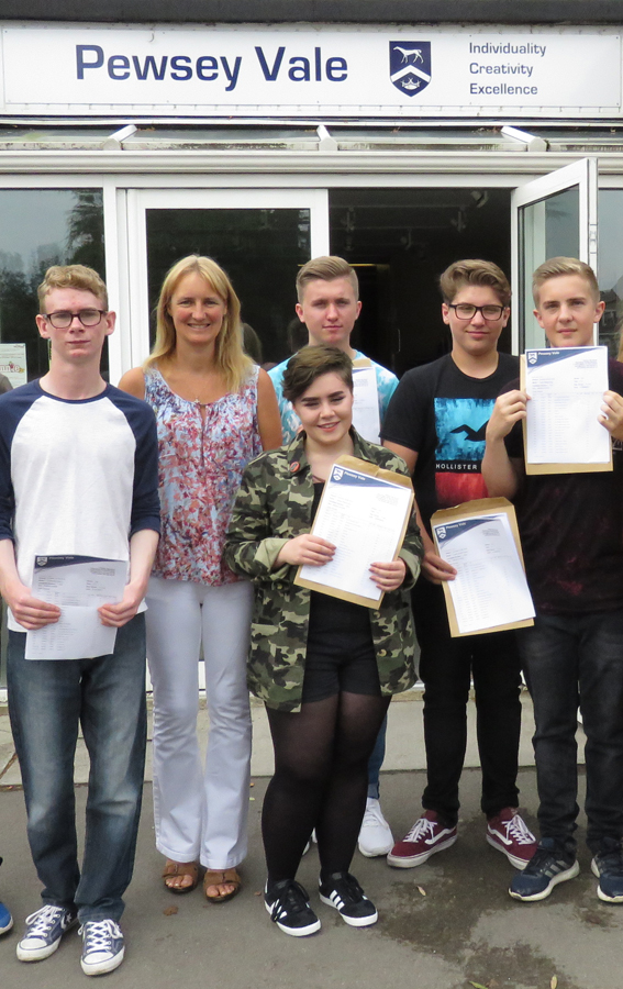 Carol Grant with successful GCSE candidates (August 2016)