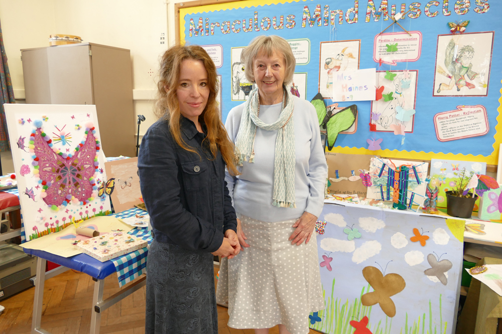 Victoria Jinivizian (left), judge of the butterfly art competition, with Anne Crawley, chair of Marlborough in Bloom