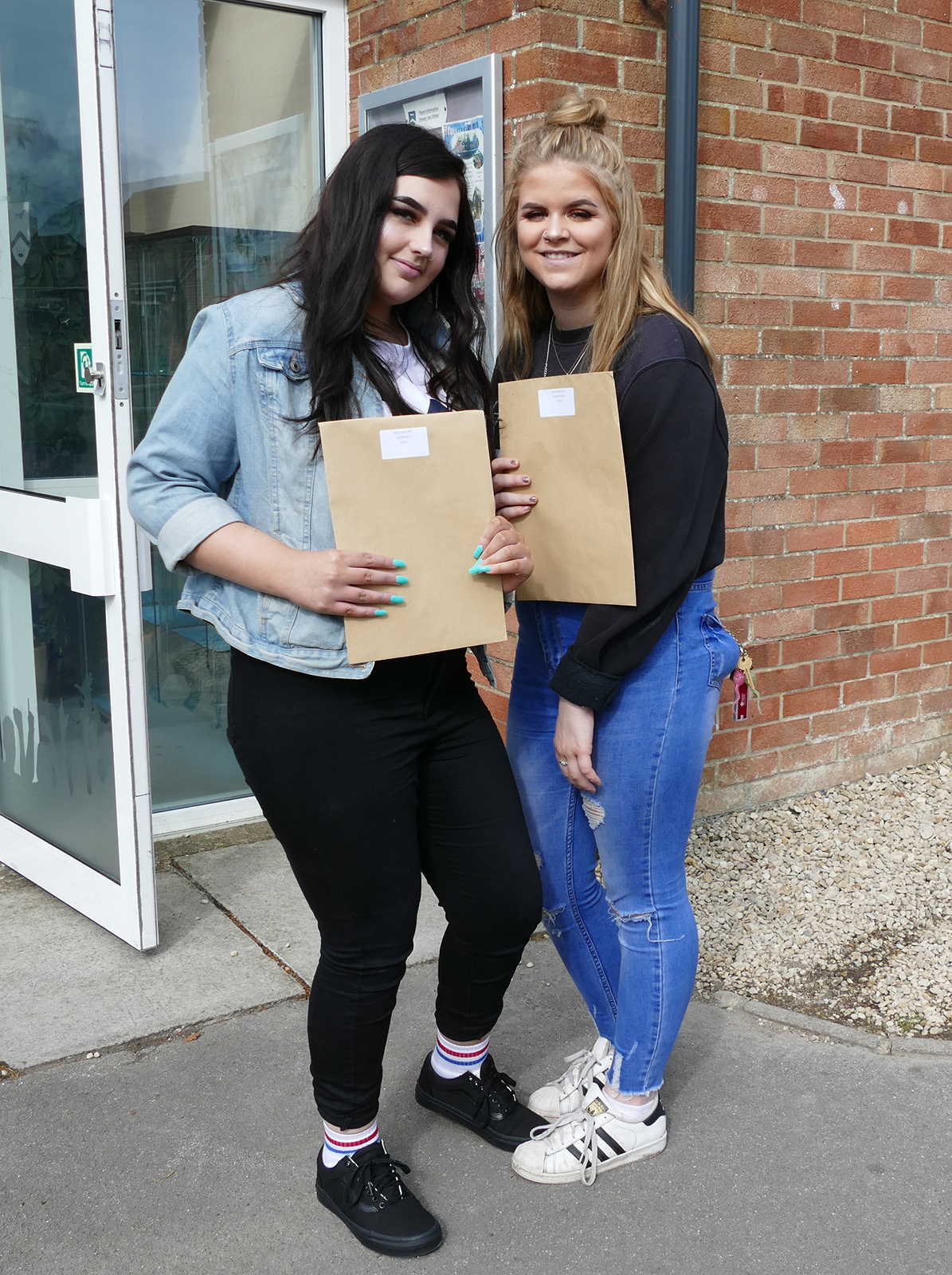 Pewsey Vale friends Chelsea Beaumont and Kayleigh Perryman celebrate their success which gains them places at New College Swindon