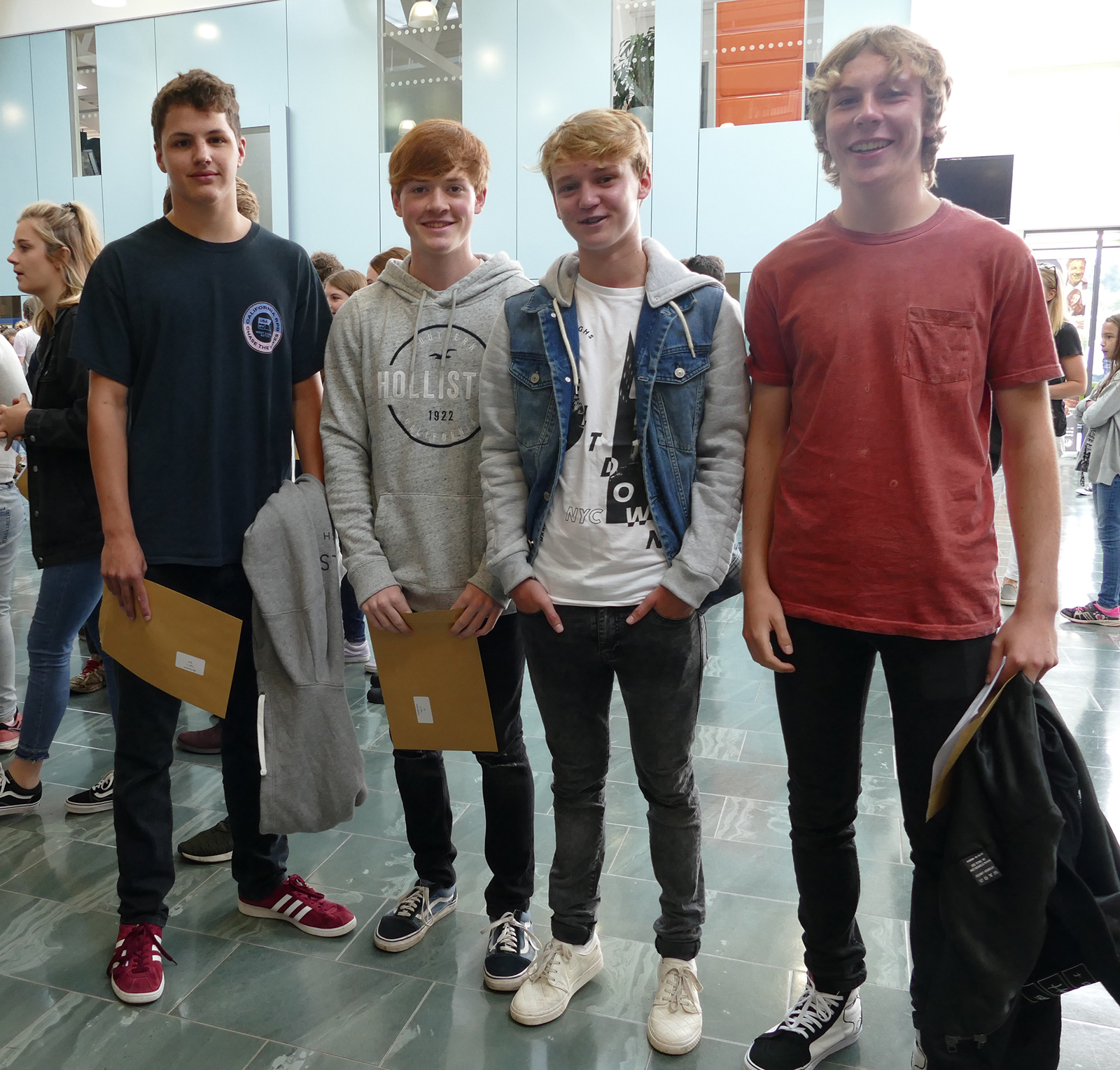 St John's students Ben Newman, Charlie Curry, Dan Davis and Jonathan Rogers.  Ben and Dan received 9's in English and Charlie was pleased to achieve A grades in all his science subject