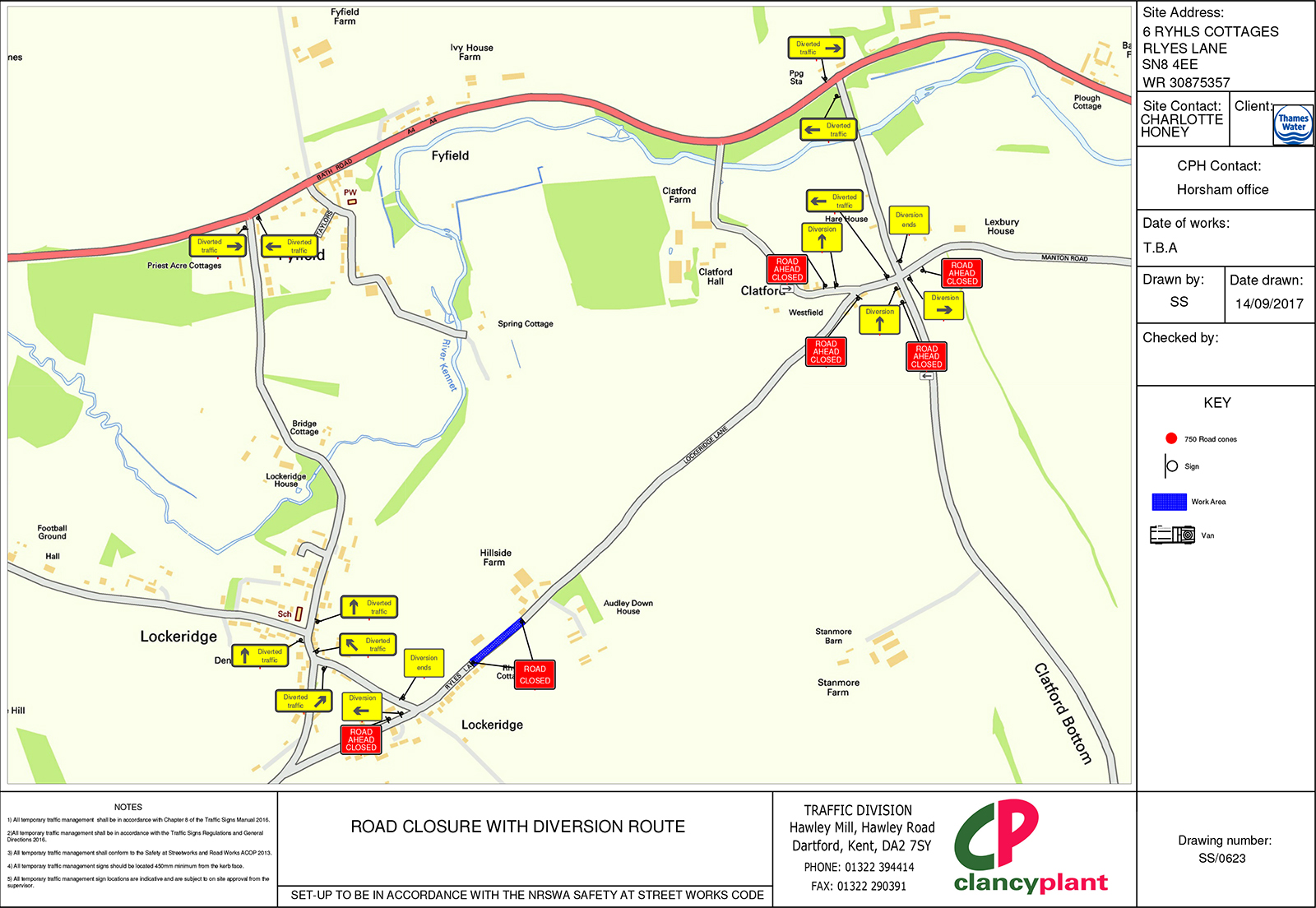 Plan for the Ryles Lane Closure with diversion details