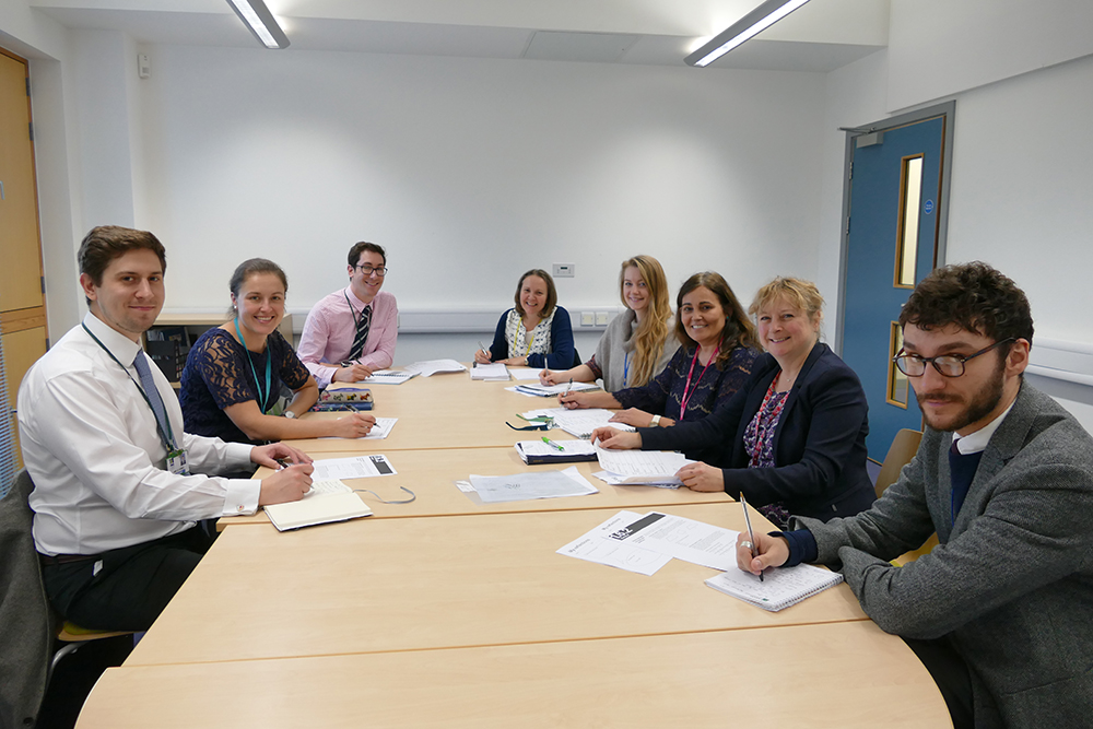 l to r: Oscar Hird, Emma Playfair, James Allen, Julie Gordon, Lauren Sankey, Elena Ramos, Justine Holmes (Professional Tutor), Francis Klememcic