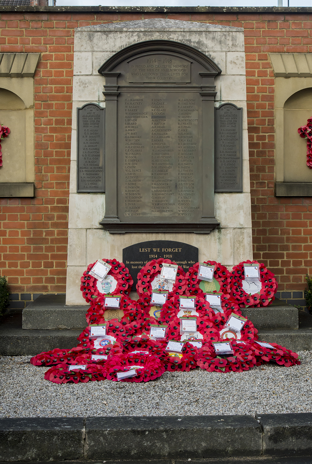 Barn Street War Memorial after today's ceremony