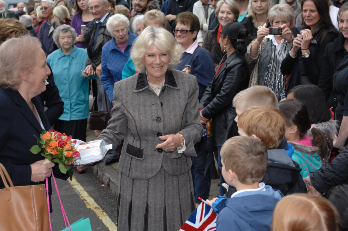 Camilla, Duchess of Cornwall greets the crowds on her previous visit to Marlborough in 2012