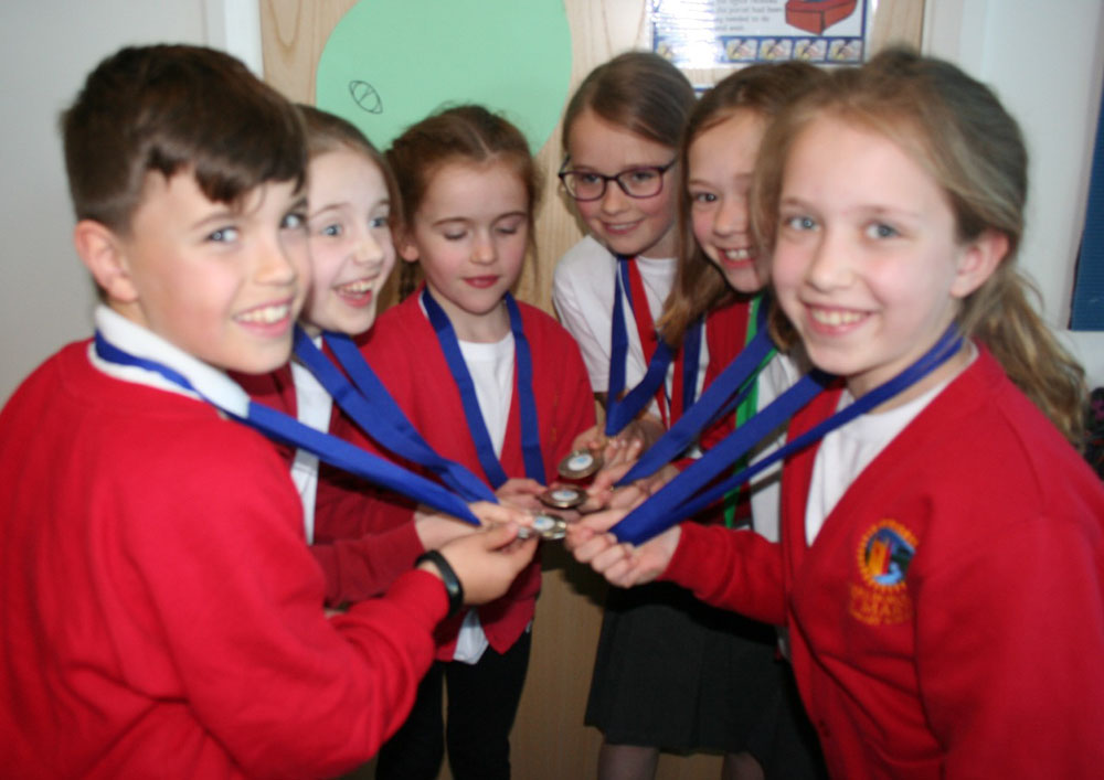 The successful gymnasts - with their medals