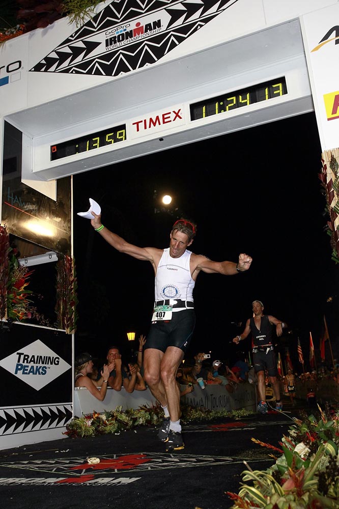 Richard Cooper finishing the World Ironman Championship in Hawaii