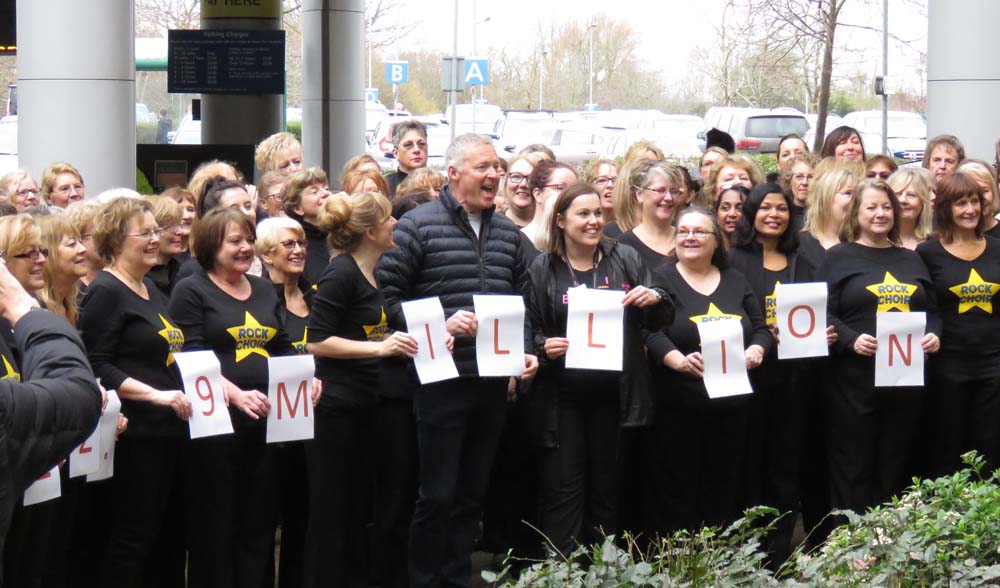 Rory Bremner & the Rock Choir spell out the £2.9million 