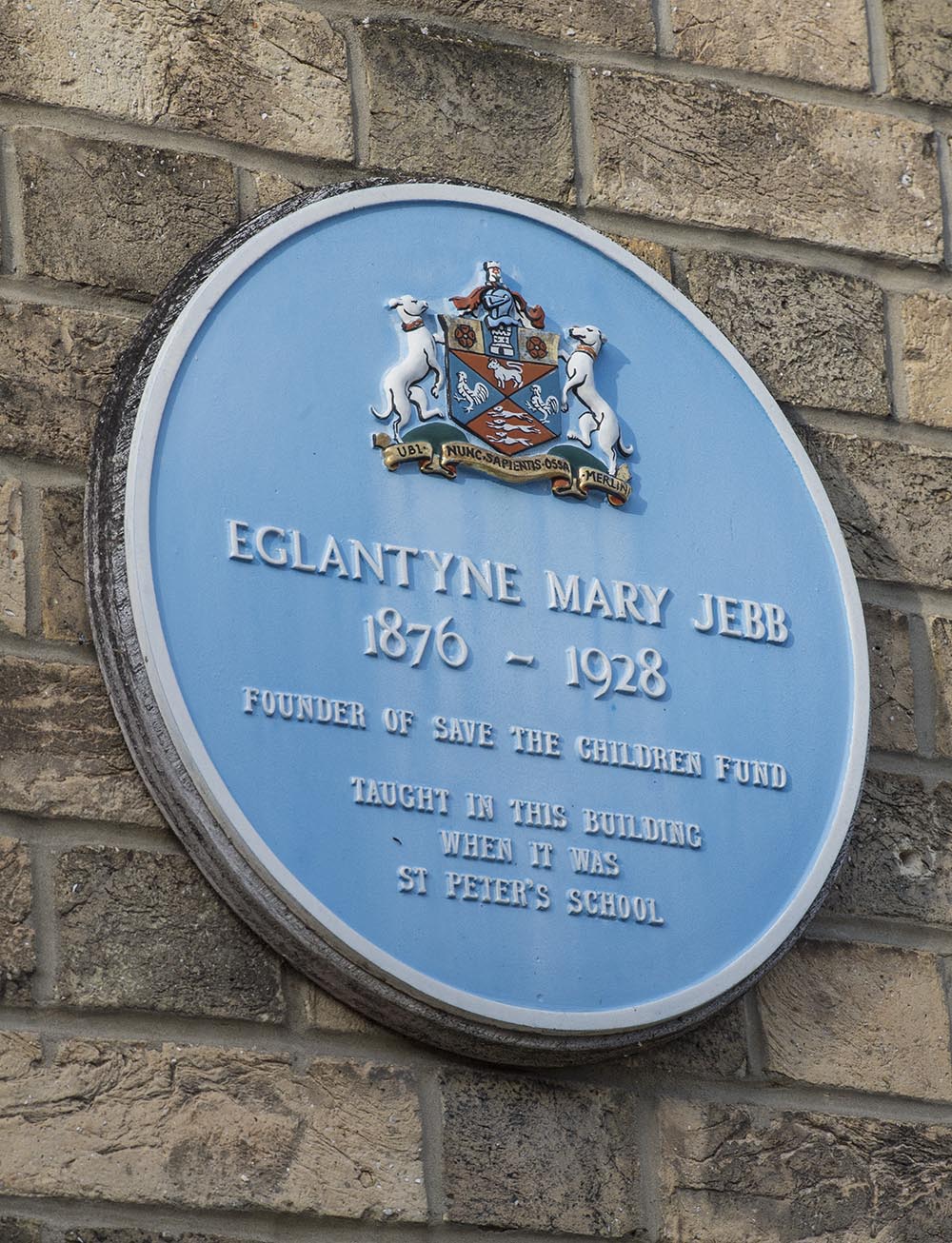 The Eglantyne Mary Jebb plaque on the wall of Marlborough's library