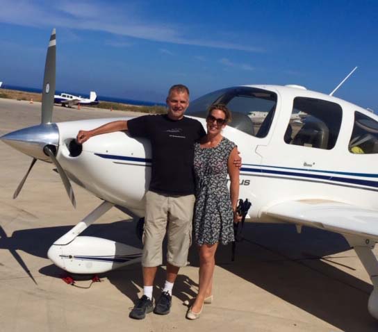 Paul with his wife Kirsty on a self-fly tour of eight Greek islands (2016)