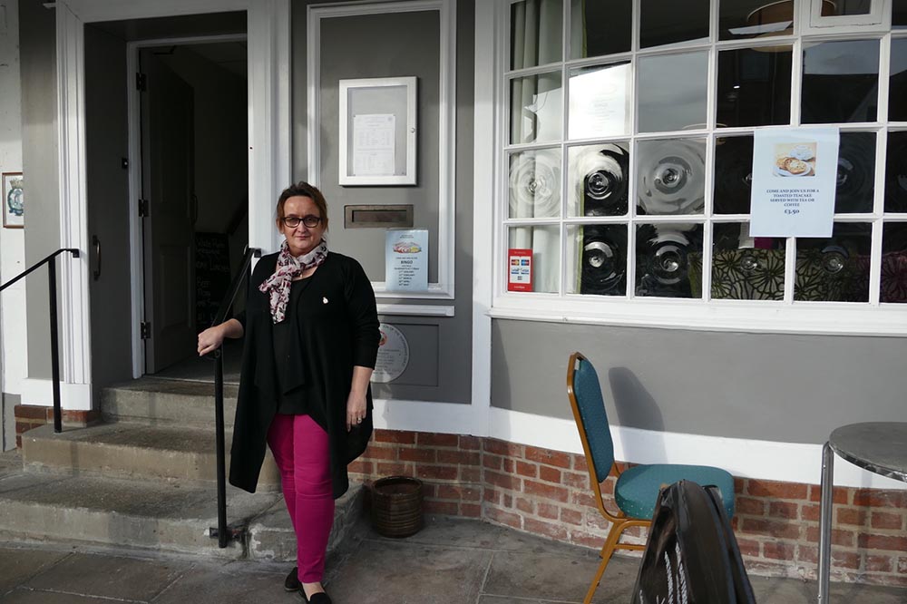 Yvonne Parsons getting ready to welcome armed services veterans and their partners to the Marlborough Breakfast Club in The White Harte
