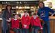 Katie Turner, headteacher at Chilton Foliat Primary School, with Ollie Hunter, owner of The Wheatsheaf, and children from Chilton Foliat Primary School2019