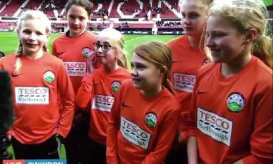 Marlborough's U12 Angels being inteviewed at The Country Ground on Sky News
