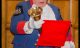 Alfie's last shout - at the Town Hall on 16 March 2016 when he handed the bell over to Mike Tupman
