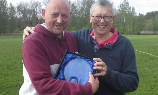Geordie Foster with MYFC vice chair Jon Evans
