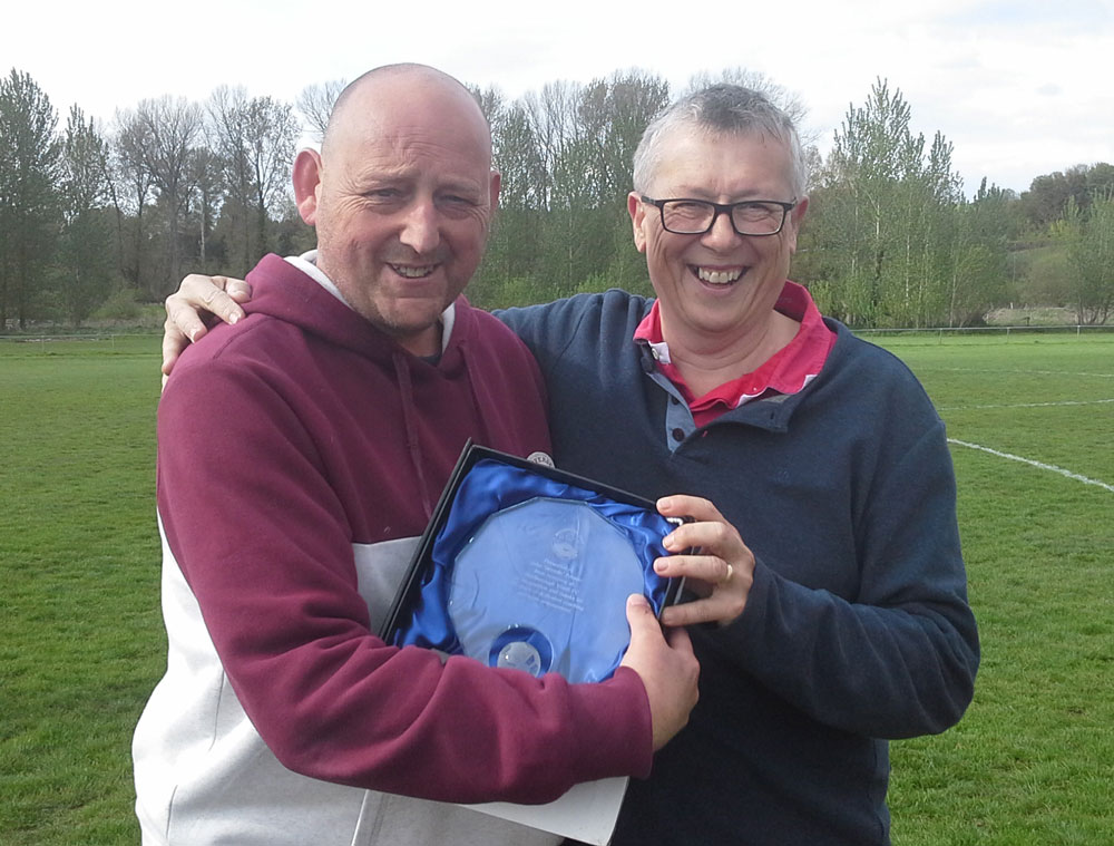 Geordie Foster with MYFC vice chair Jon Evans