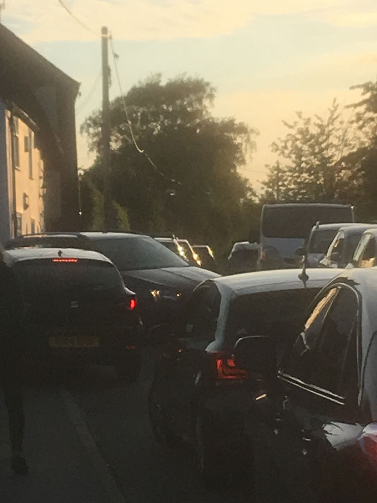 Banked up traffic in Manton last night