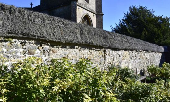 Avebury Manor garden-church thatched wall (Photo: ©National Trust/Abby George)