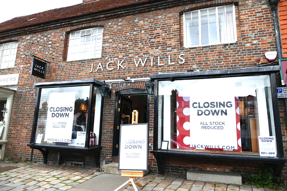 Jack Wills with closing down sale posters