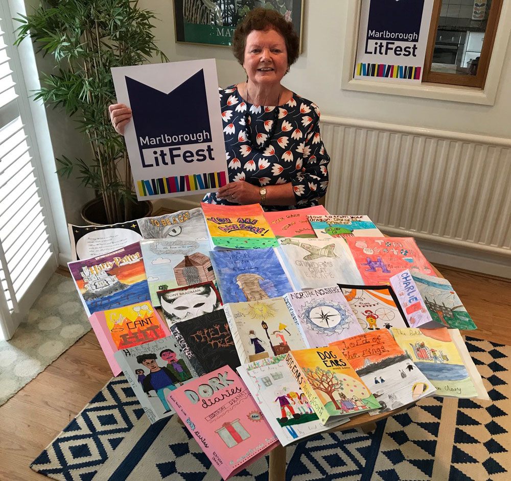 Gillian Macdonald with some of the entries for the LitFest Children's Competition
