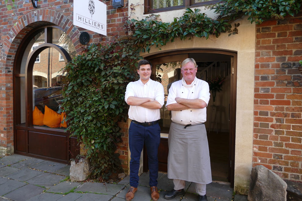 Cameron Thomas (Manager) and Graham Corbett (Chef and Proprietor) outside Hilliers in Hillier Yard