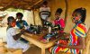 Ramsbury charity Action Through Enterprise (ATE) seamstress Mercy, making masks, supporting the people of Upper West Ghana
