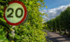 20mph sign in Lockeridge with Kennet Valley School in background
