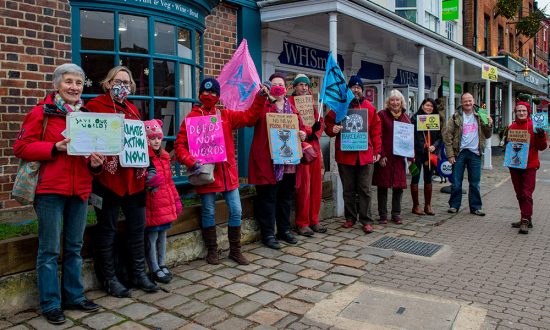 Some of the XR protestors on Marlborough High Street 18-12-21