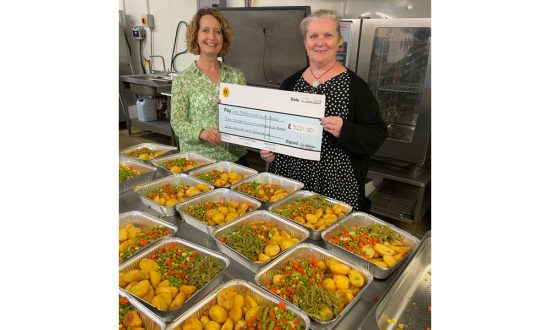 Sam Edwards from the Marlborough NFU Mutual Office meeting Catherine Williams, Coordinator of Love Marlborough Kids Meals