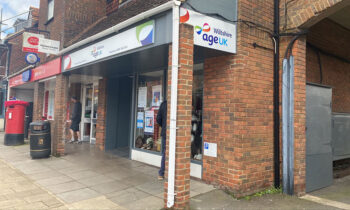 The new Age UK Wiltshire shop / Information & Advice Hub in the High Street, next door to One Stop / Post Office